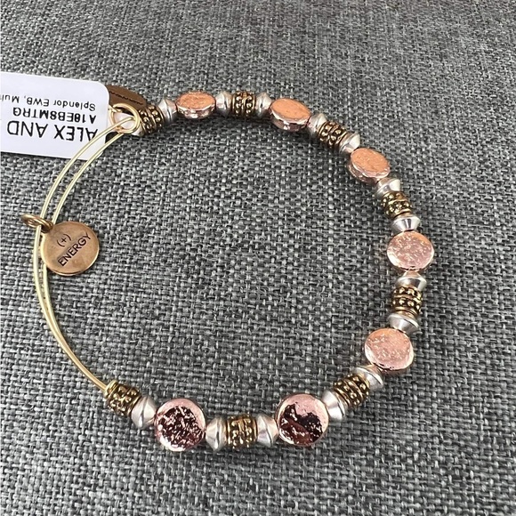 Alex and Ani  Copper Multicolored Bracelet Bangle Cuff stretched bracelet New - Picture 2 of 3